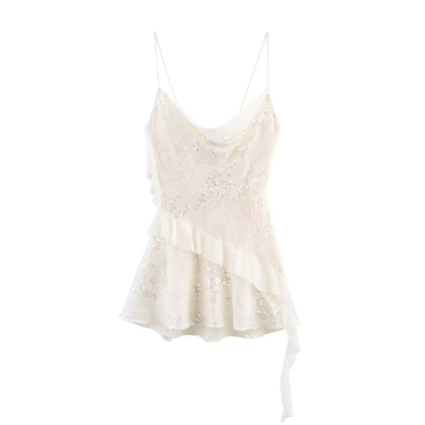 Kondala chique plissado vestido curto frisado em camadas sexy assimétrico moda feminina festa mini vestido 2025 verão aniversário vestidos