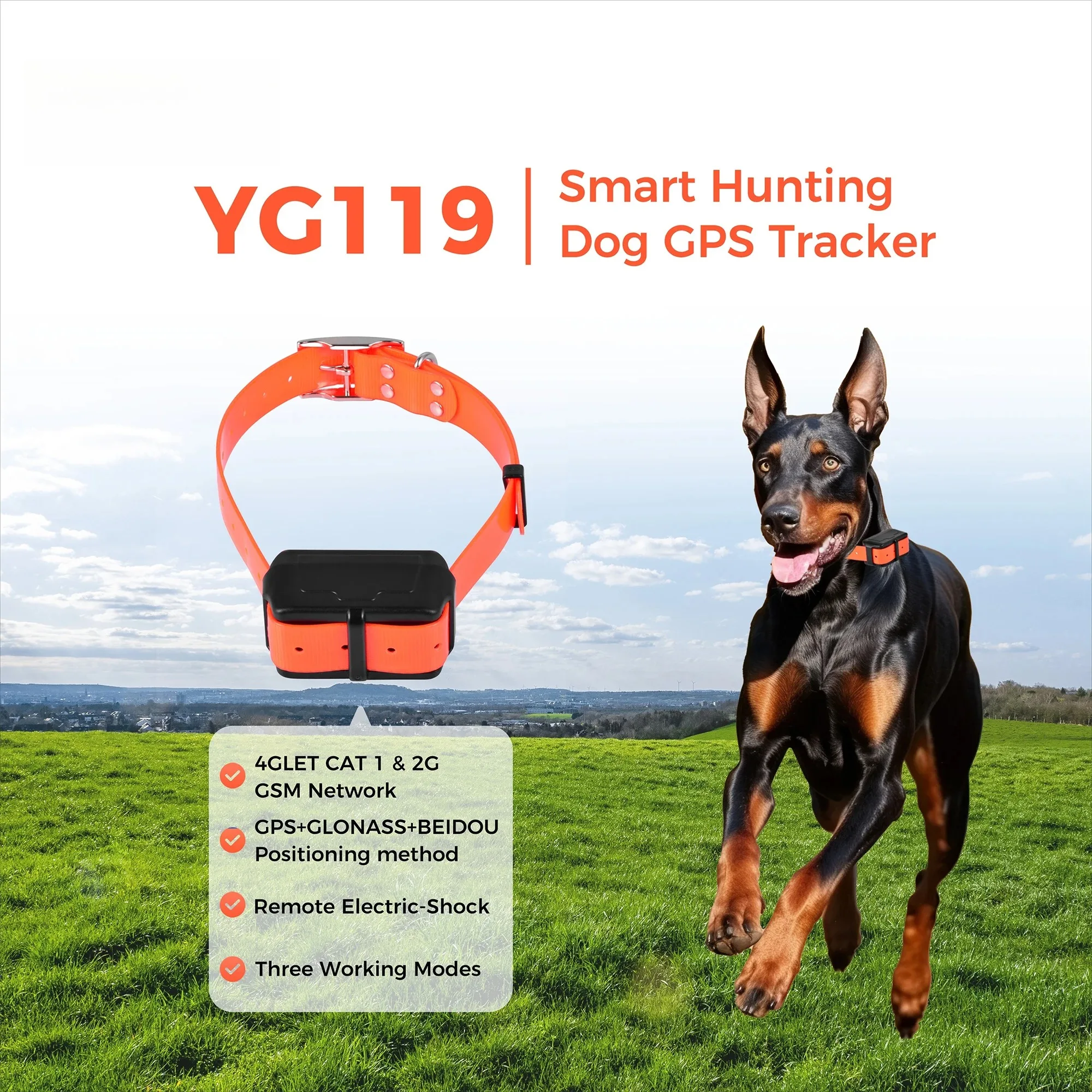 4G GPS Tracker for Hound Cow Sheep Dog - Waterproof Collar with Location Query, Track Query, Geo-fence, Voice Monitor, LED Light