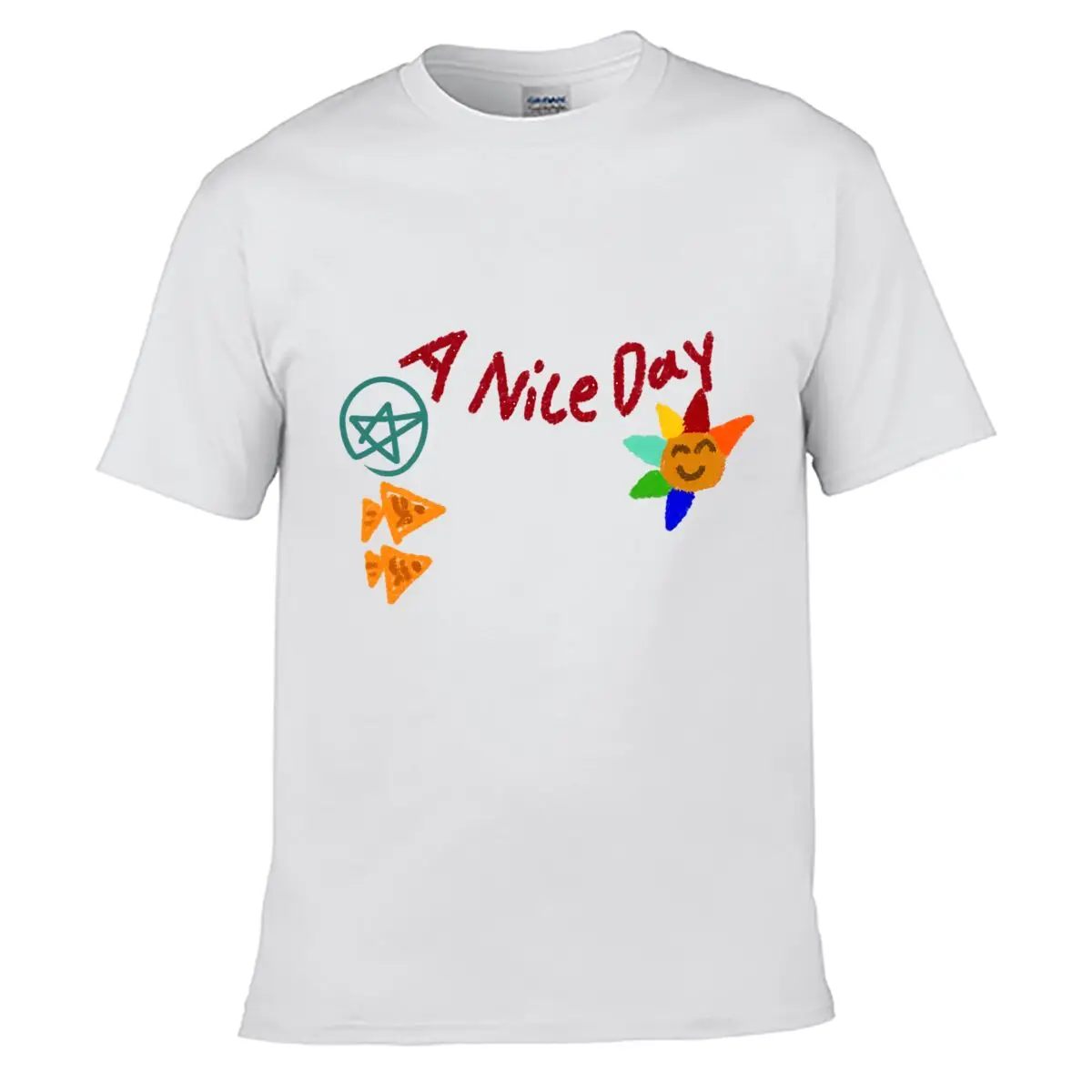 A Nice Day Smiley Rainbow Sun Star Orange Triangle Doodle short-sleeved T-shirt