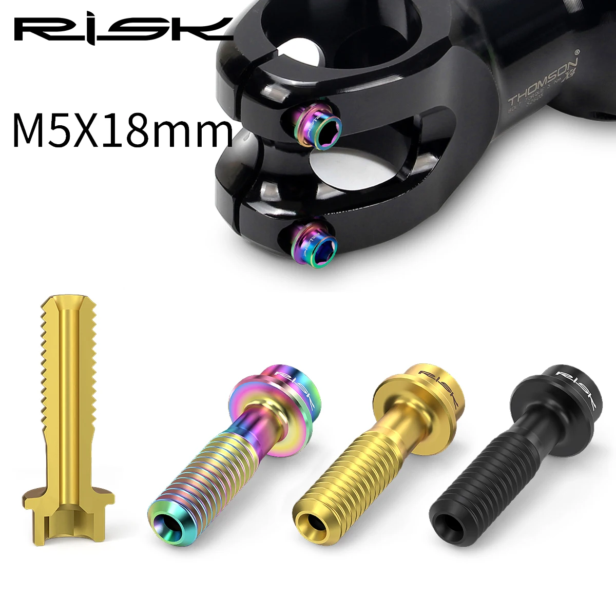 Risk 2 Stück M5 x 18 mm Titan-Befestigungsschrauben für Fahrrad, Bremshebel, Sitzrohrklemme, vorderer Zifferblatt-Klemmring, MTB, Rennrad-Vorbauschrauben