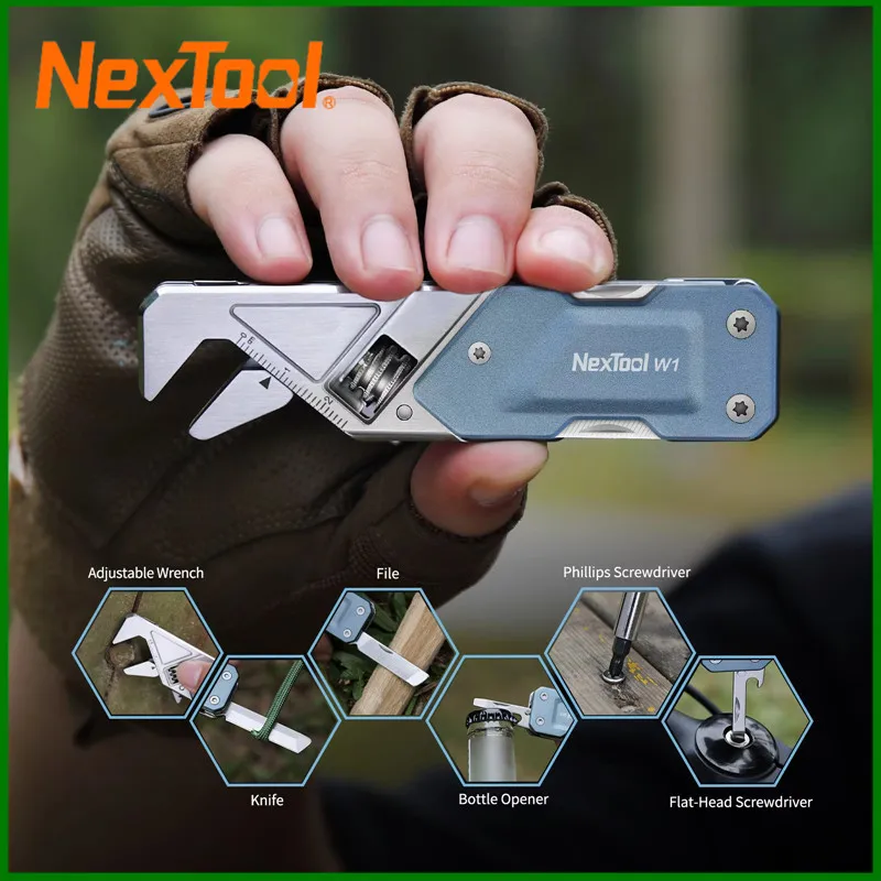 

NexTool 6 In 1 Wrench W1 Adjustable Multitool Wrench EDC Pocket Tools Kit Screwdriver Bit Set Folding Knife File Hand Tools