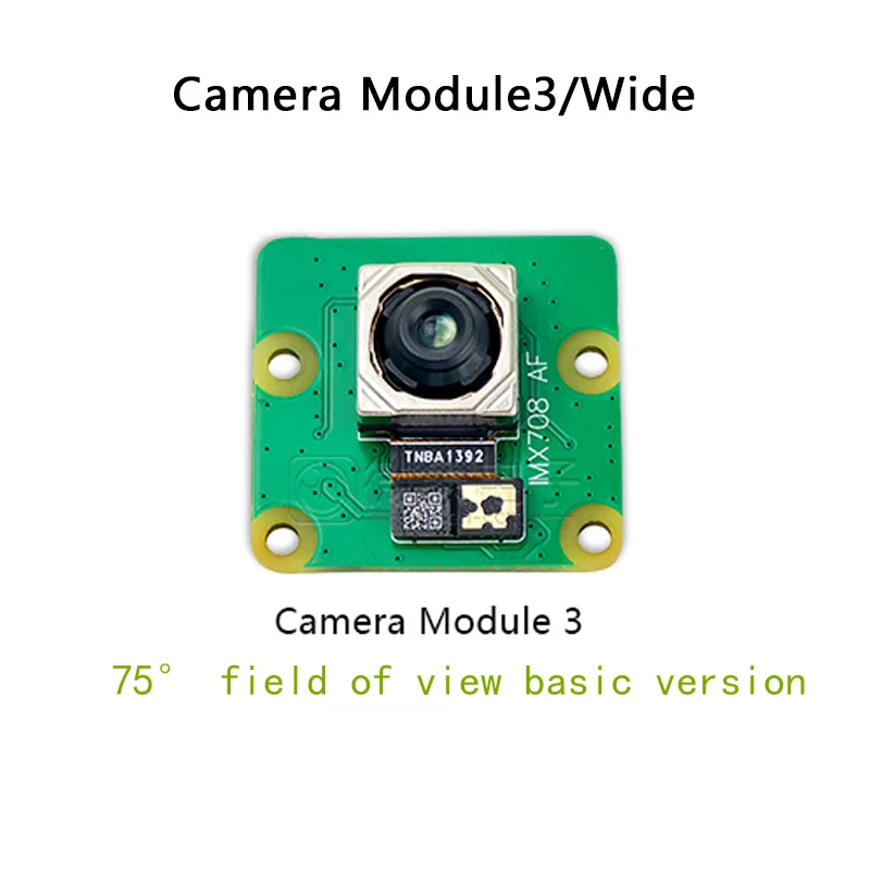 Raspberry Pi Camera Module 3 wide 12MP IMX708 autofocus camera Wide angle 75 degreesSupports Raspberry Pi 5 and zero