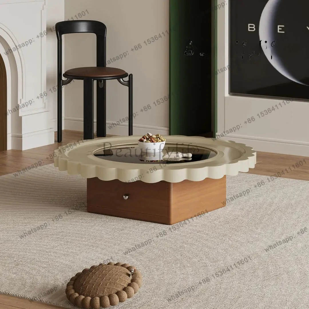 Log wind solid wood coffee table designer living room Nordic modern minimalist light luxury high sense