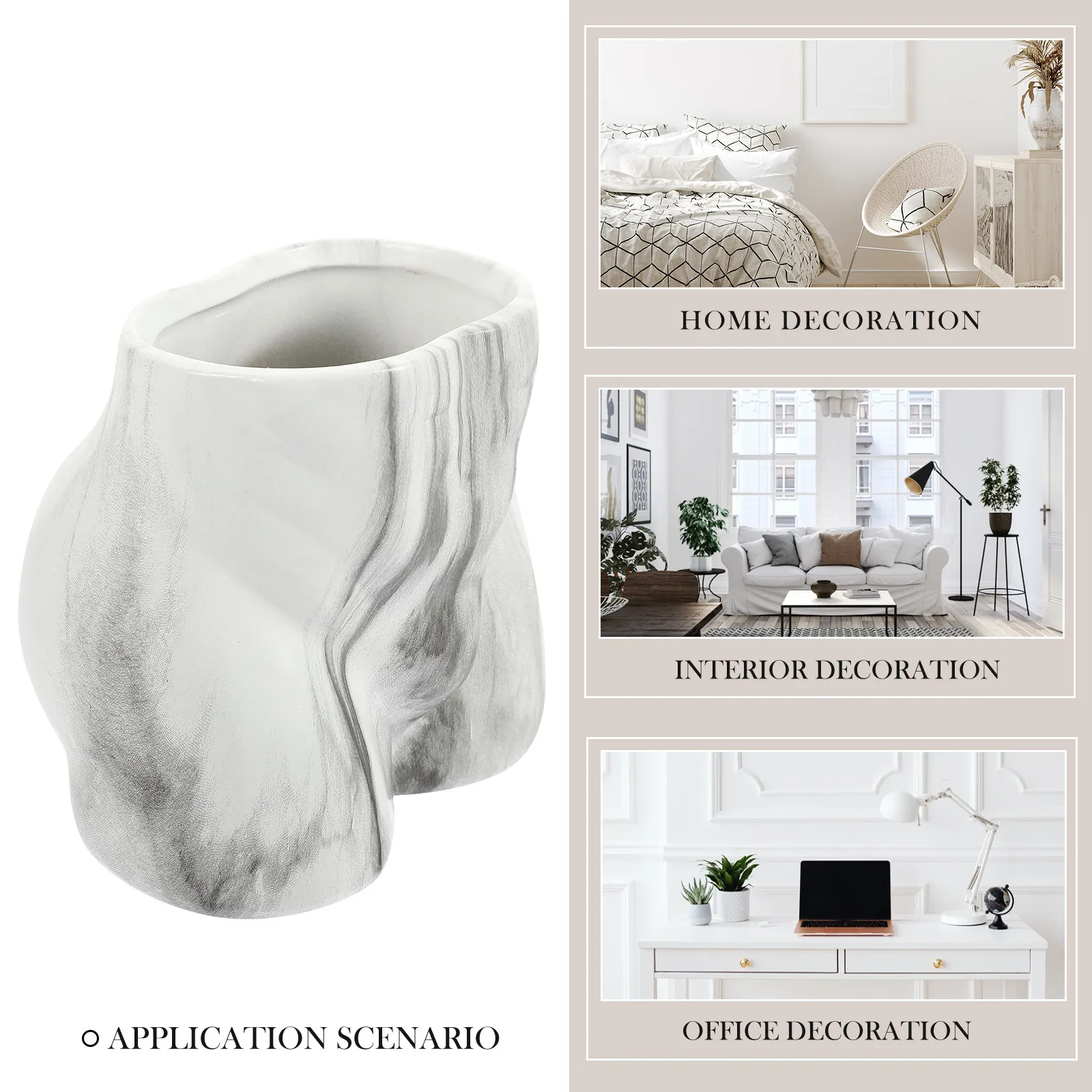 Marble Look Ceramic Vase for Flowers Tabletop Porch Garden Indoor Outdoor Home Decor