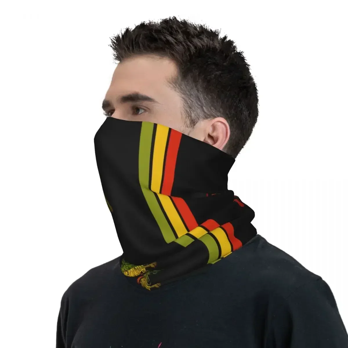 Rasta Lion Stripe Bandana Neck Cover Reggae Jamaican Jamaica Proud Wrap Scarf Cycling Scarf Hiking for Men Women Adult Windproof