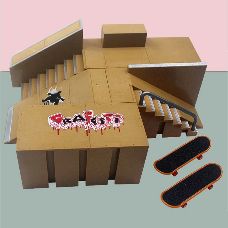 Children Finger Sports Toys Finger Skateboard Game Park Site Step Ramp Scene Props Mini Fingertip Skateboard Set Gift Adult Toys