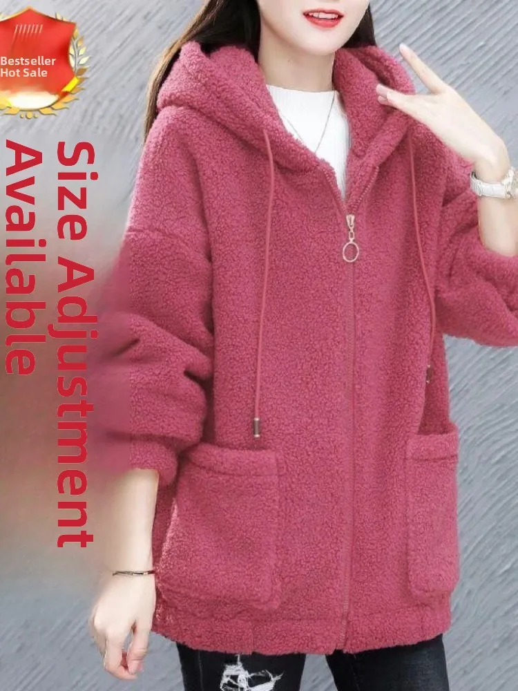 

Женская теплая толстовка из овечьего вельвета, свободного кроя, больших размеров, для мам, на весну, осень, зиму, сезонная мода