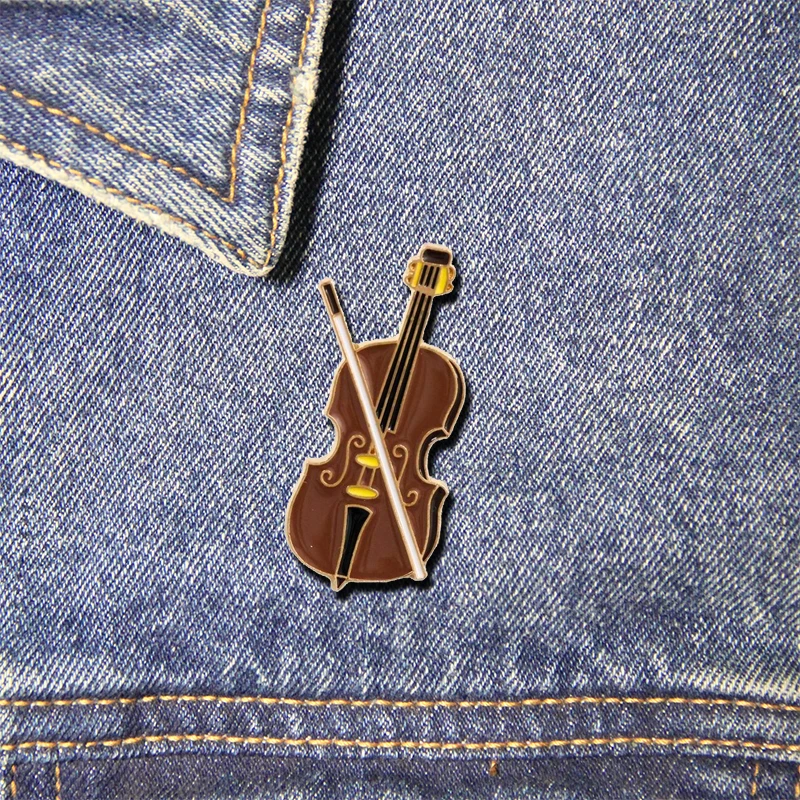 Cello Brooch Enamel Pin Musical Instrument Metal Brooch Lapel Badge Jewelry Gift for Kids Friends