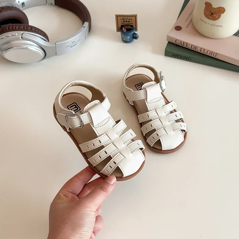 

2026 Kids Roman Shoes Children Casual Sandals for Girls Summer Fashion Korean Style Soft Sole Non-slip Versatile Chic Cut-outs
