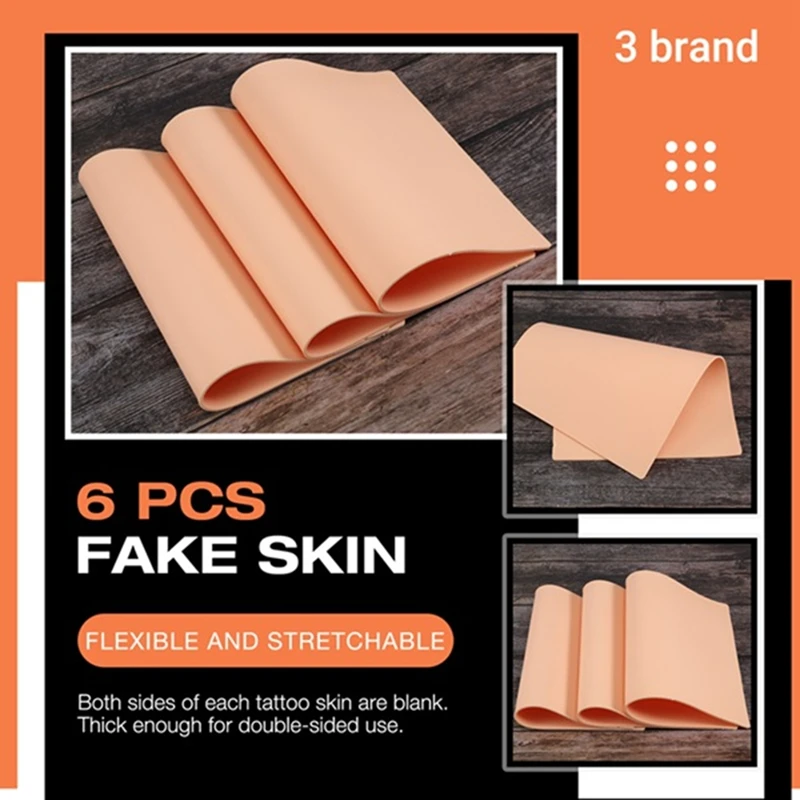 6 STKS Tattoo Oefenhuid 0,25 CM Siliconen Nephuid Dubbelzijdig Voor Permanente Make-up Training Supply Tattoo Accessoire