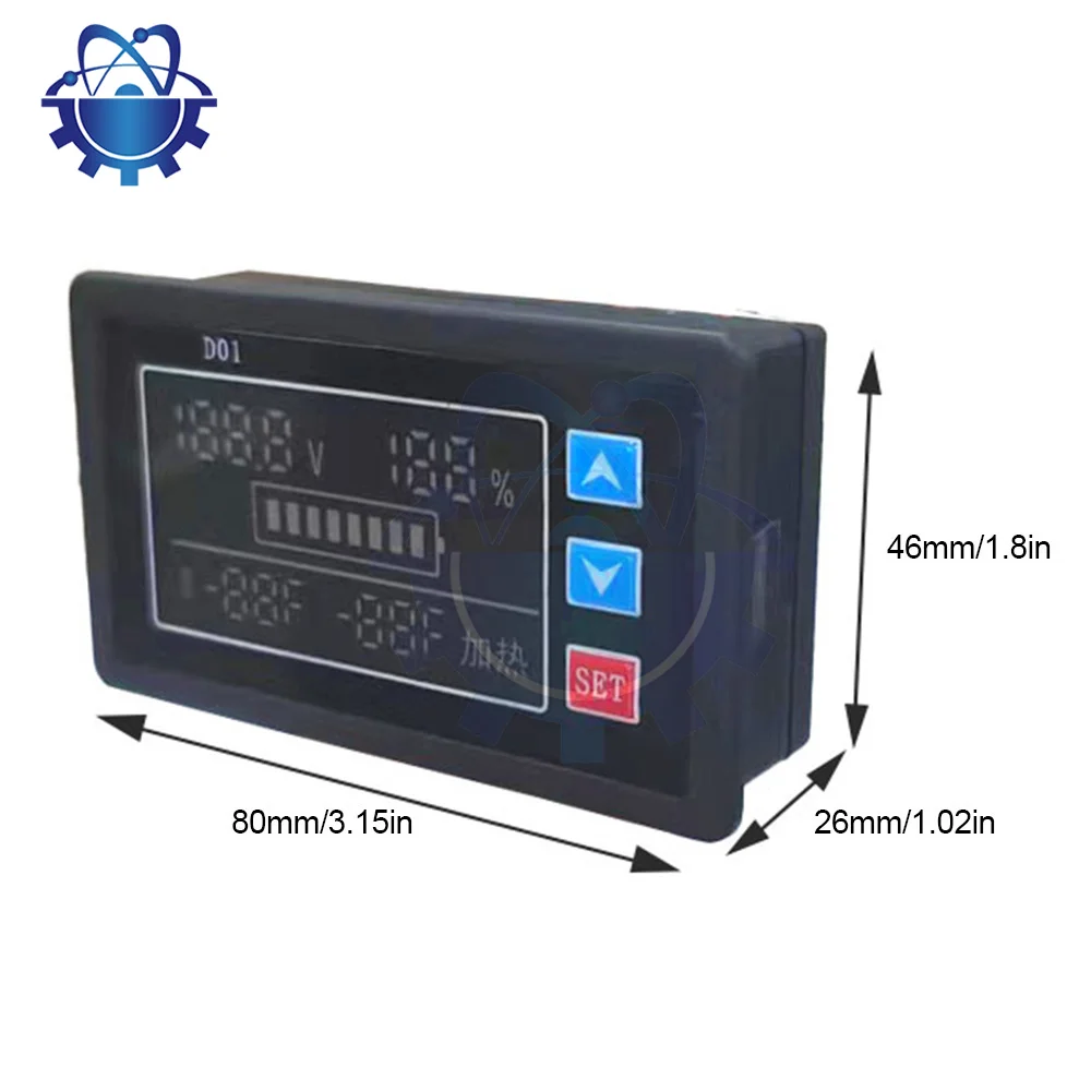 Car Battery Voltmeter DC 9V-100V Capacity Indicator Power Meter Lithium LiFePO4 Lead-acid Cell 12V 24V 48V with Alarm Fuctction