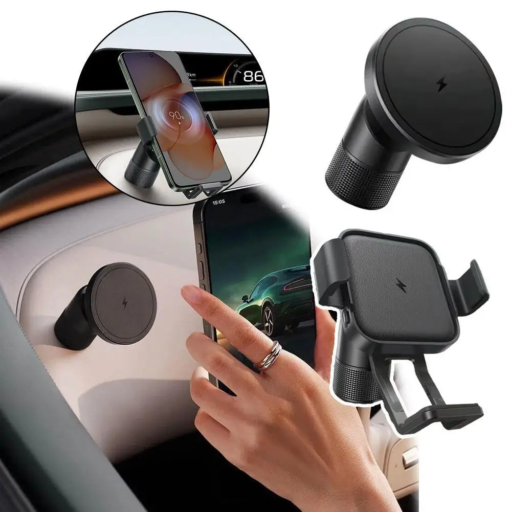 

Магнитный автомобильный держатель для телефона с беспроводной зарядкой для Xiaomi YU7, резьбовой интерфейс 360° ° Поворотное навигационное крепление громкой связи