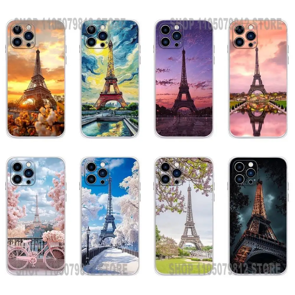 

Paris Art Eiffel T-Tower Phone Case For iPhone 17,16,15,14,13,12,11 X,Plus,Pro,Max,XR,Plus,E,Mini Transparent Soft Cover