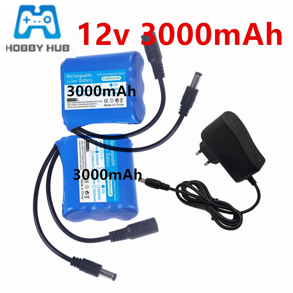 12V 3S1P 18650 Li-ion Battery Pack 3000mAh 11.1V/12.6V for CCTV Camera Fascia Gun Backup Power Supply