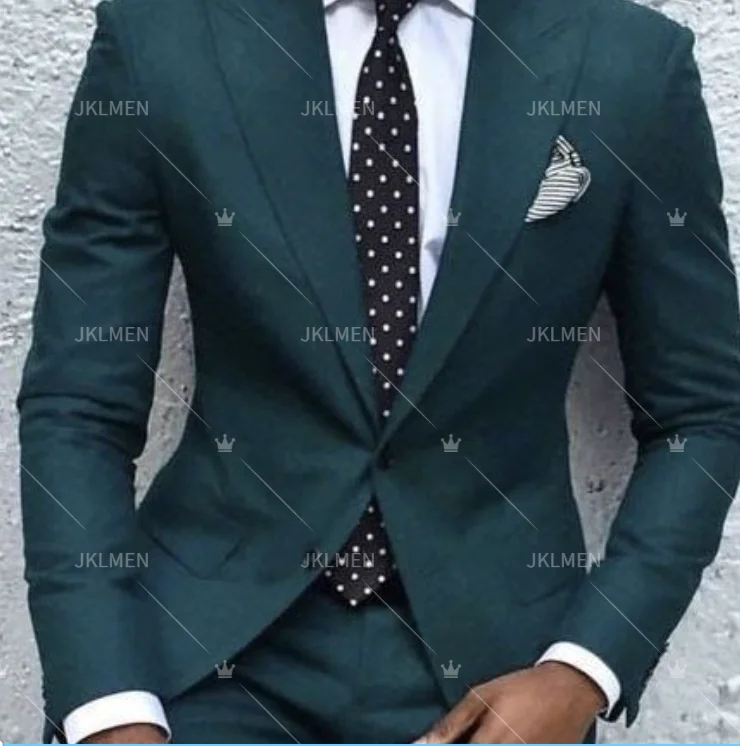 2 Pieces Business Men\'s Suit for Wedding Party Tuxedos Slim Fit Peak Lapel Custom Made Male(Jacket+Pants)