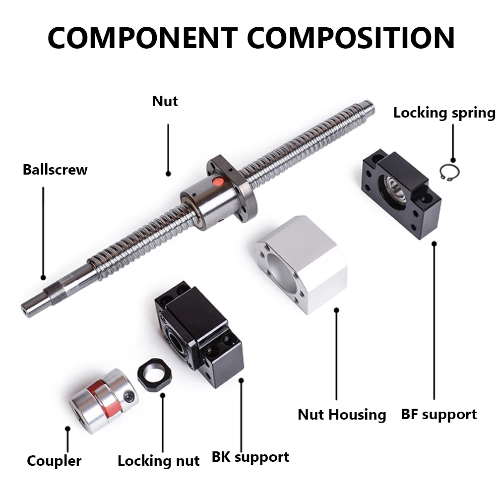SFU1204 Set Rolled Ball Screw SFU1204 C5 With End Machined +Ballnut + Nut Housing+BK/BF10 End Support + Coupler RM1204 Ballscrew