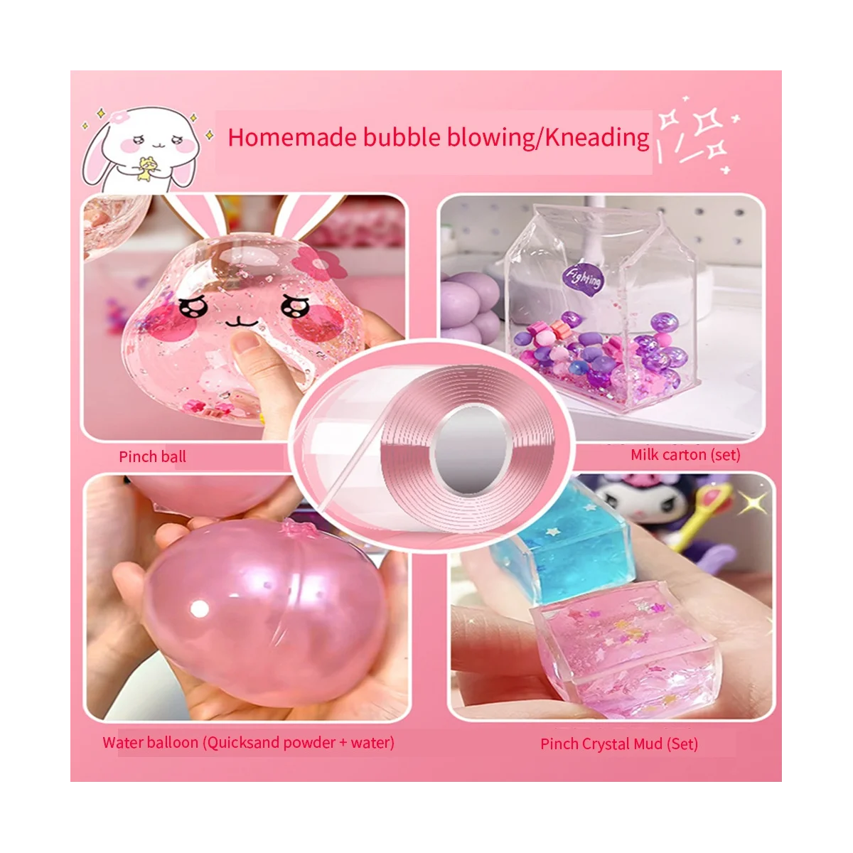 

Pet Nano Glue Kneading Music Blowing Bubble Full Set of Nano Tape Double-Sided Paste Blowing Bubble Decompression Toy A