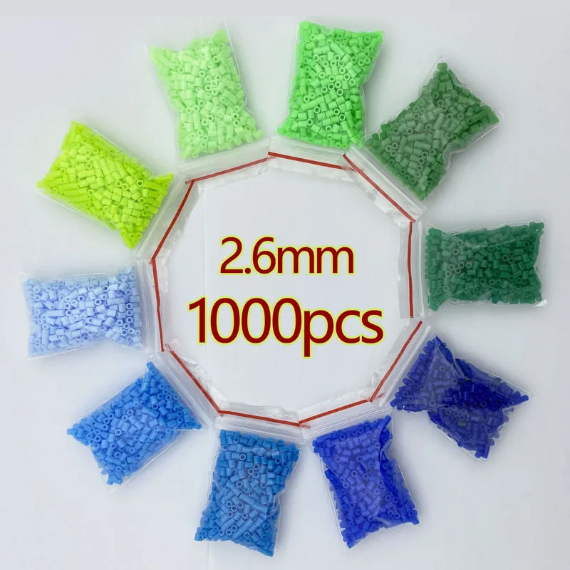 Mini Perler Hama Beads, Contas de Ferro para Crianças, DIY Puzzles, Brinquedo Presente Artesanal, Alta Qualidade, 2.6mm, 1000Pcs por Saco