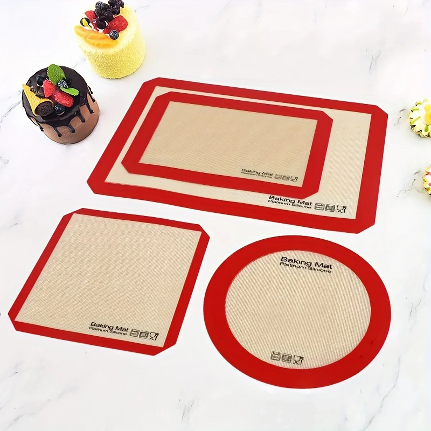 1PC Round Silicone Baking Mat Non Stick Reusable Sheet Liners for Air Fryer Oven  Baking Pans for Cake Pizza Pastry Cookie