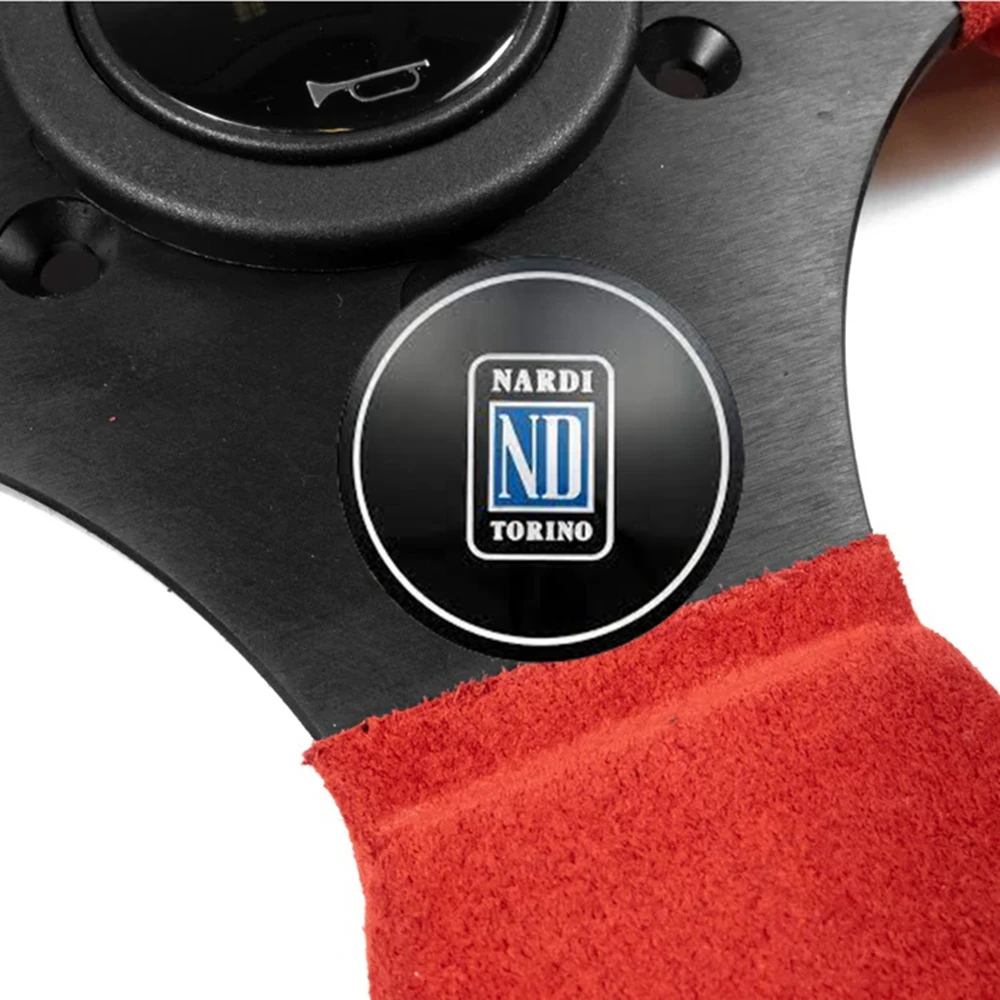 Red Flat Drift Universal 13Inch Racing Nardi Steering Wheel Car JDM Suede Steering Wheel Volantes For VW HONDA TOYOTA BMW Nissan