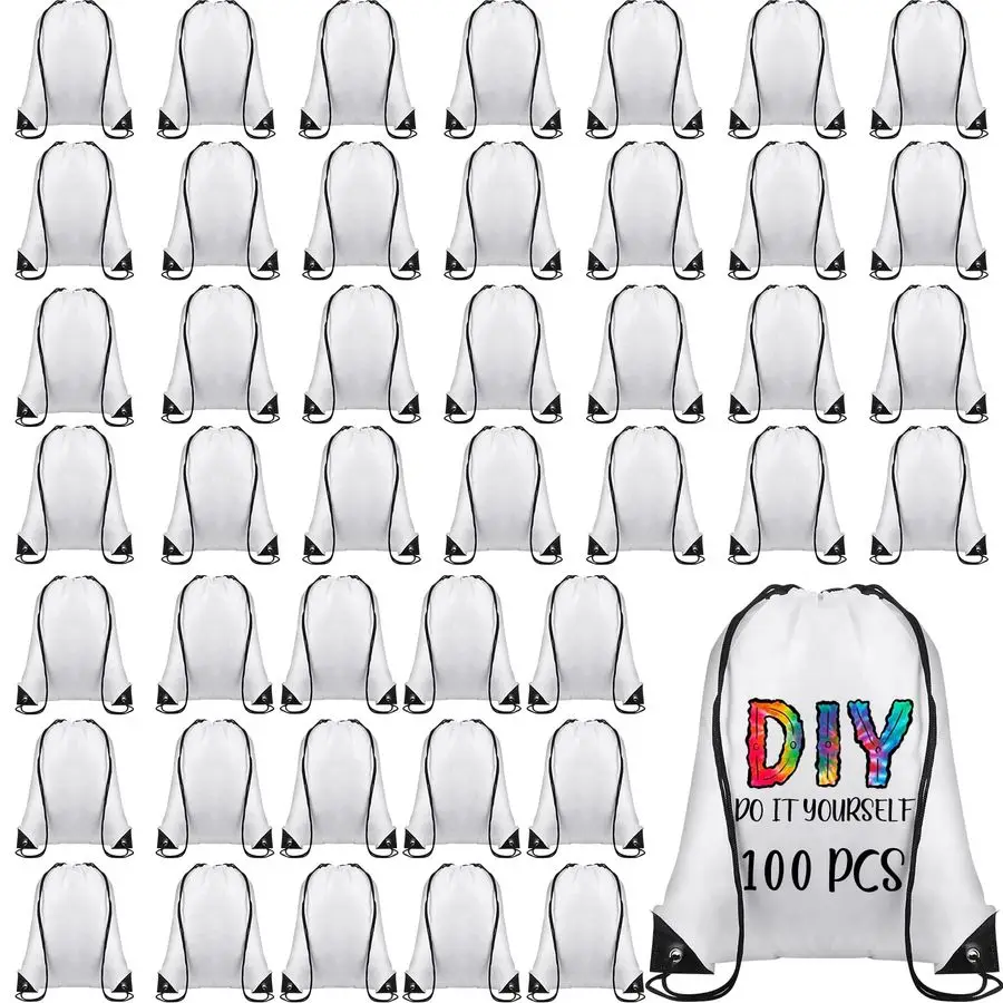 

Pcs Sublimation Drawstring Bags Bulk White Blank Drawstring Backpacks Reusable Gym Sport Sinch Sack Backpack Heat Press DIY Craf
