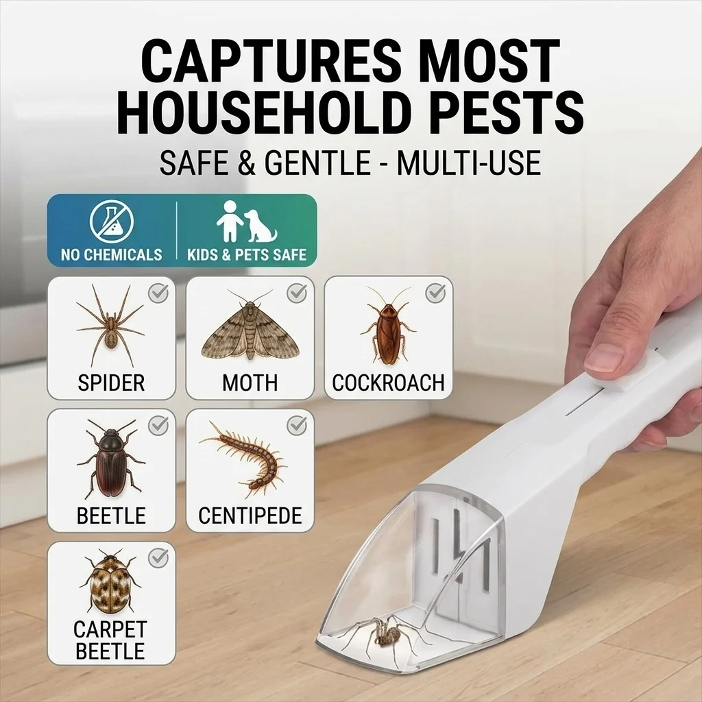 New Handheld Insect Catcher - Spider Catcher Bee Insect Gripper Pest Remover for Home Pests  Capture  Wasps Crickets Easy To Use