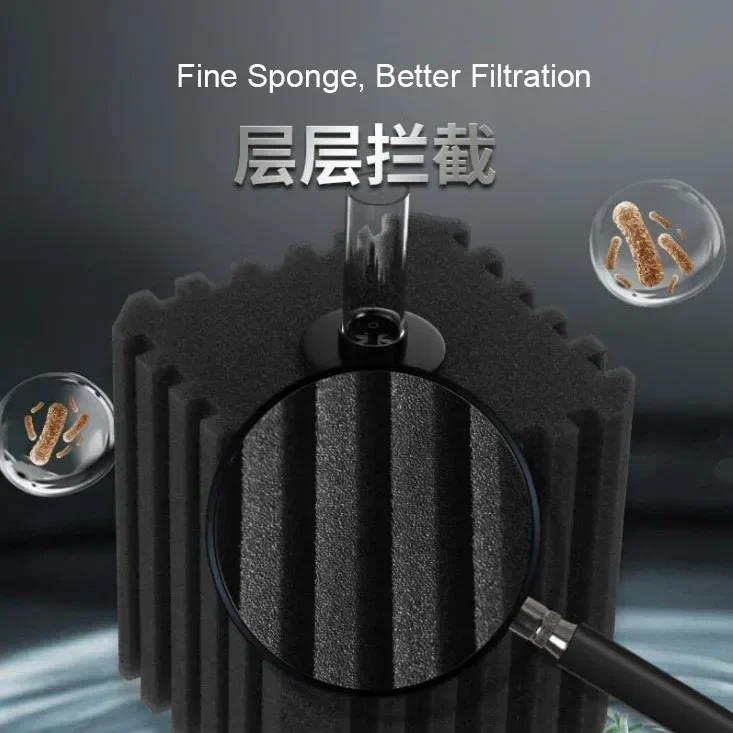 New Big Bio Sponge Filter for Aquarium Fish Tank Shrimp Pond Air Pump Biochemical Filtration Noiseless Foam aquarium accessories