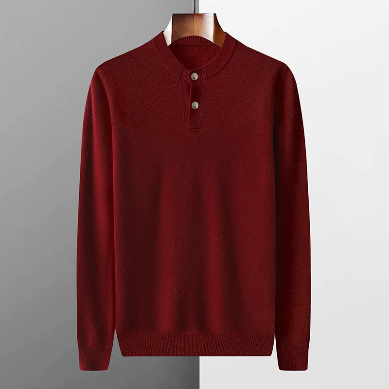 Autumn And Winter New Business Casual Sweater Men's 100% Pure Wool Solid Color Pullover Long Sleeve Knitted Cashmere Sweater