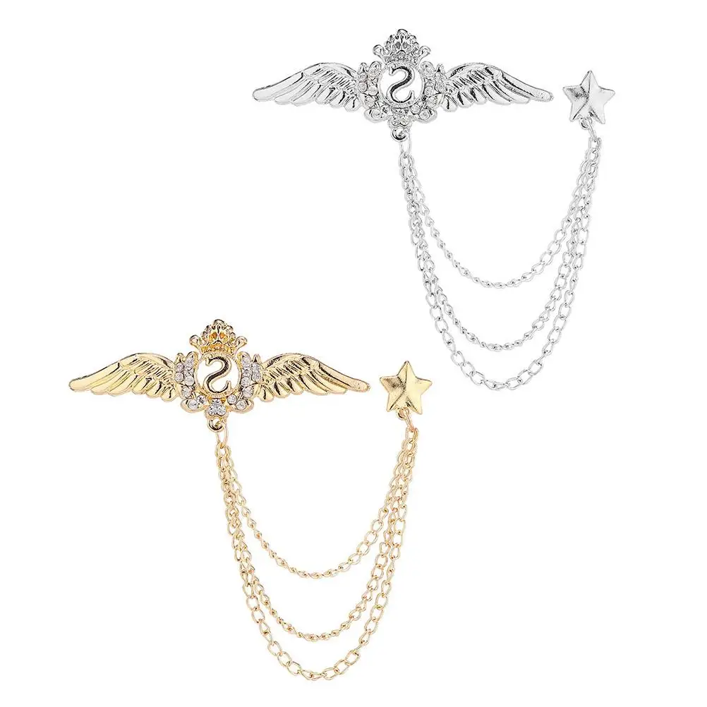 

2Pcs Brooch Suit Pin Crystal Alloy Angel Wing Breastpin Coat Ornament Corsage Angel Wing Shaped Brooch Coat Ornament