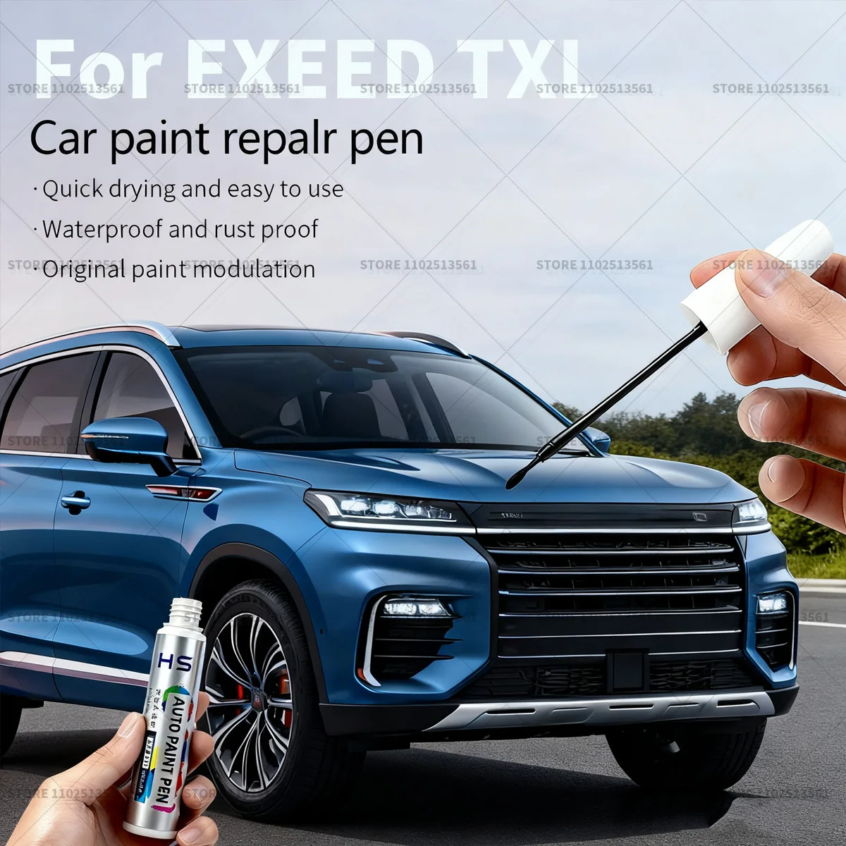 

Ручка для ремонта автомобильной краски, средство для удаления царапин, сделай сам, автоаксессуары для EXEED TXL, синий 130, белый, 103, черный 101, зеленый SJ, серый XT1