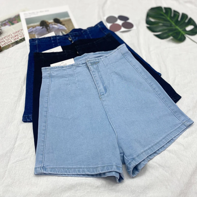 

Light Wash Versatile High Waist Wide Leg Jeans Shorts Summer New Style Slimming Korean Loose Fit Denim Hot Pants Women's Fashion