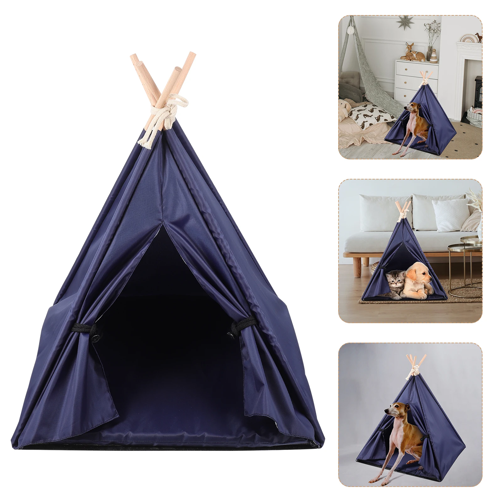 Shade Tent Waterproof Pet House Teepee for Pets Dog Tents Small Dogs Navy Indoor