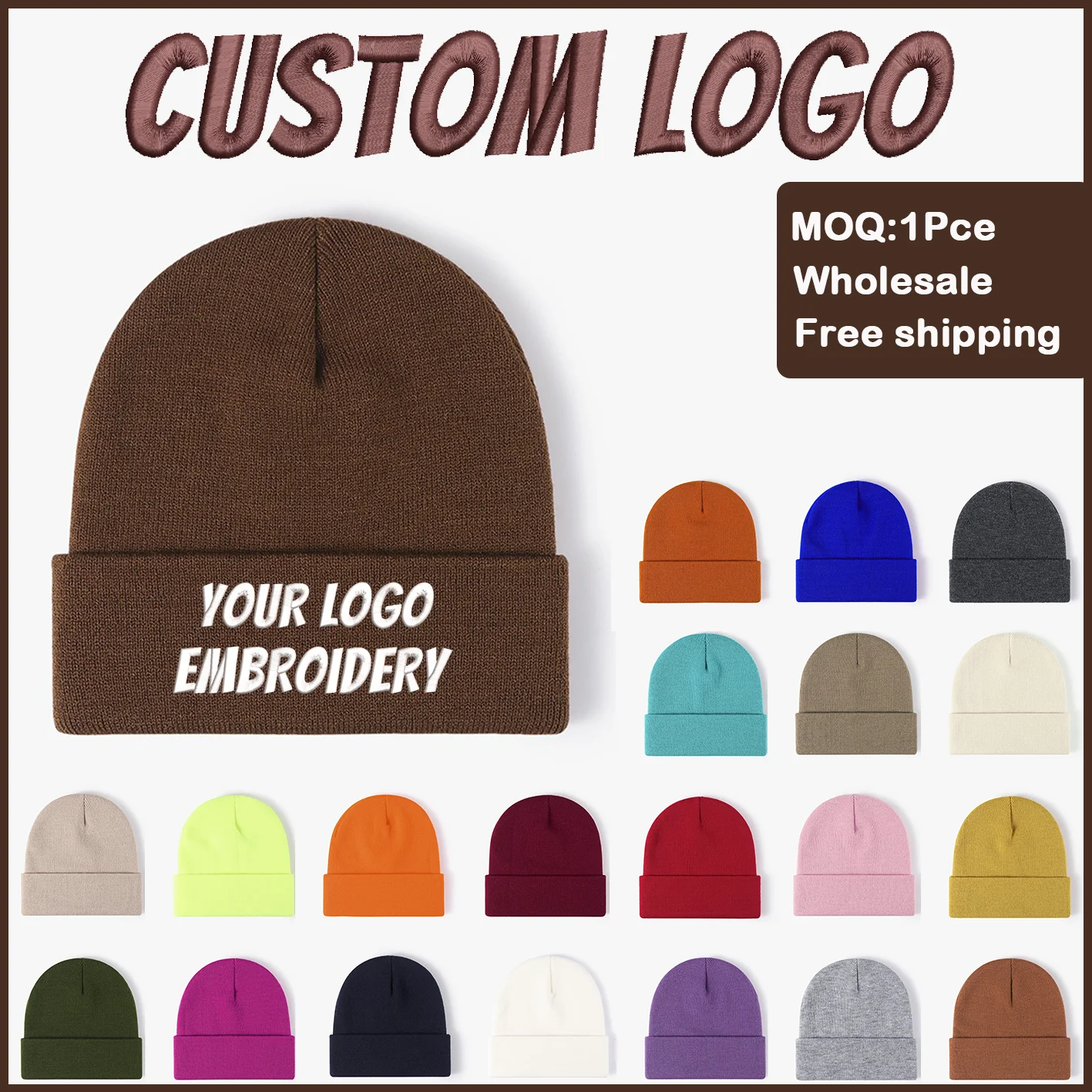 Fedoryn Custom Hat Winter Beanies for Men and Women Embroidery Logo Hats Knitted Hat