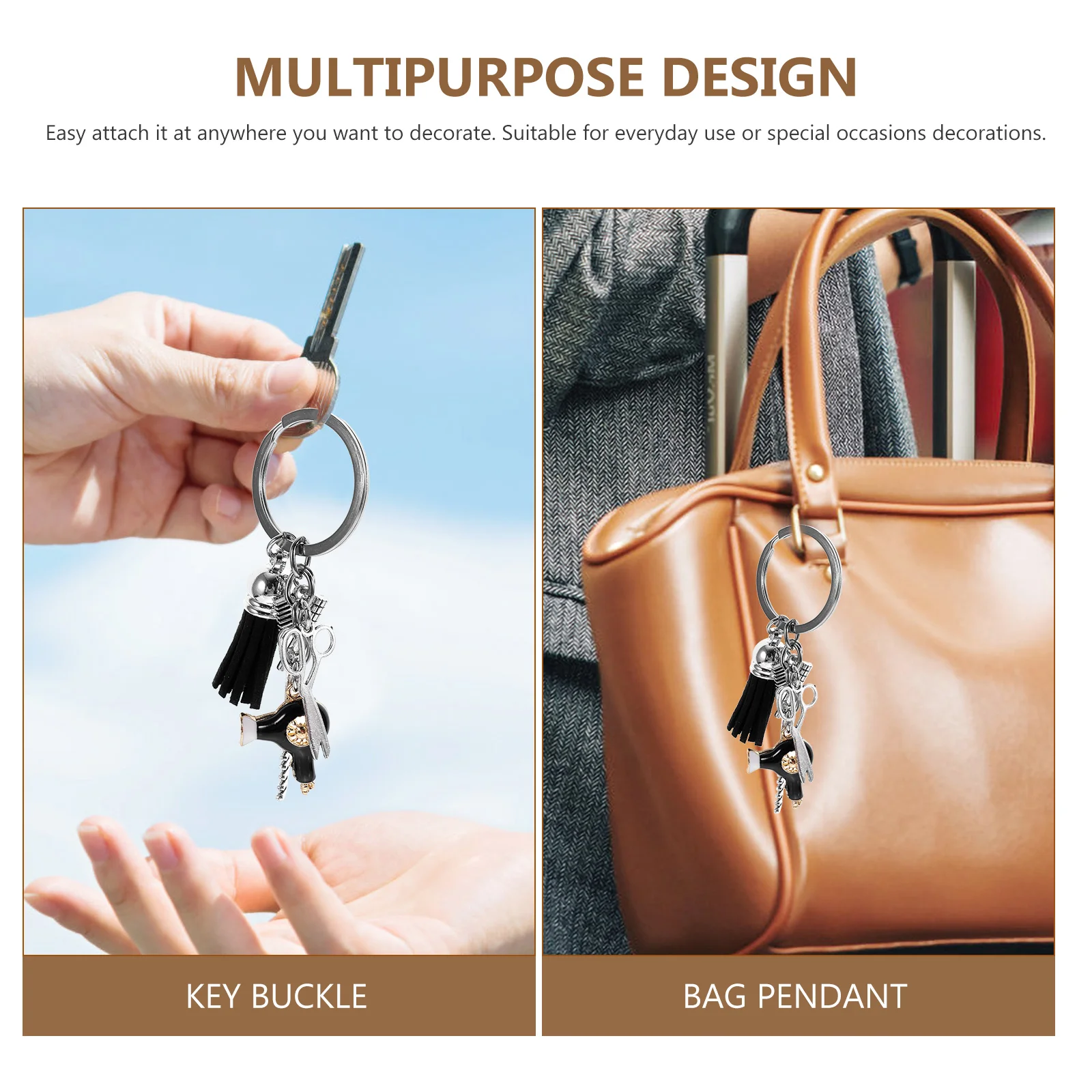 Hairdressing Key Holder Backpack Pendant Rings Hairdresser Keychain Barber Hairstyle Keychains For Stylist Dryer Keyrings