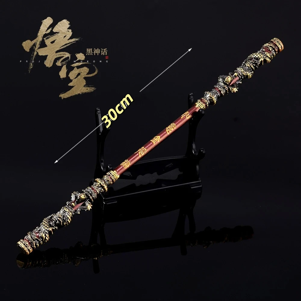 Black Myth: WuKong Weapon Sun Wukong Monkey King Bar Game Anime 22cm Metal Swords Katana Weapon Model Ornament Crafts Gifts Toys