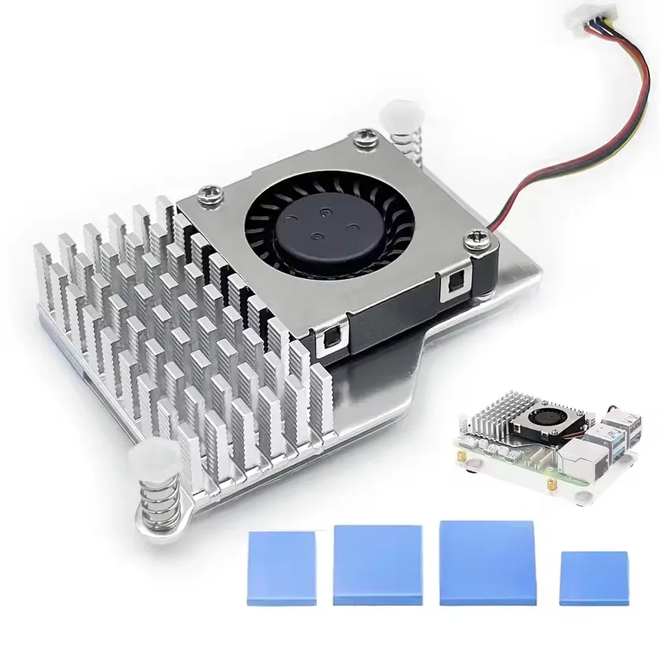 Raspberry Pi 5th Generation Aluminum Active Cooler Radiator Heatsink PWM Speed ​​Adjustable Turbine Silent Cooling Fan Blower