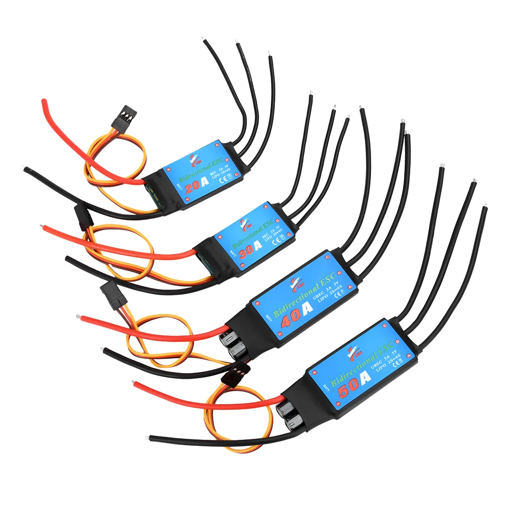 20A/30A/40A/50A Bi-directional brushless ESC for remote control of wind-powered boats RC cars Ships Underwater propellers