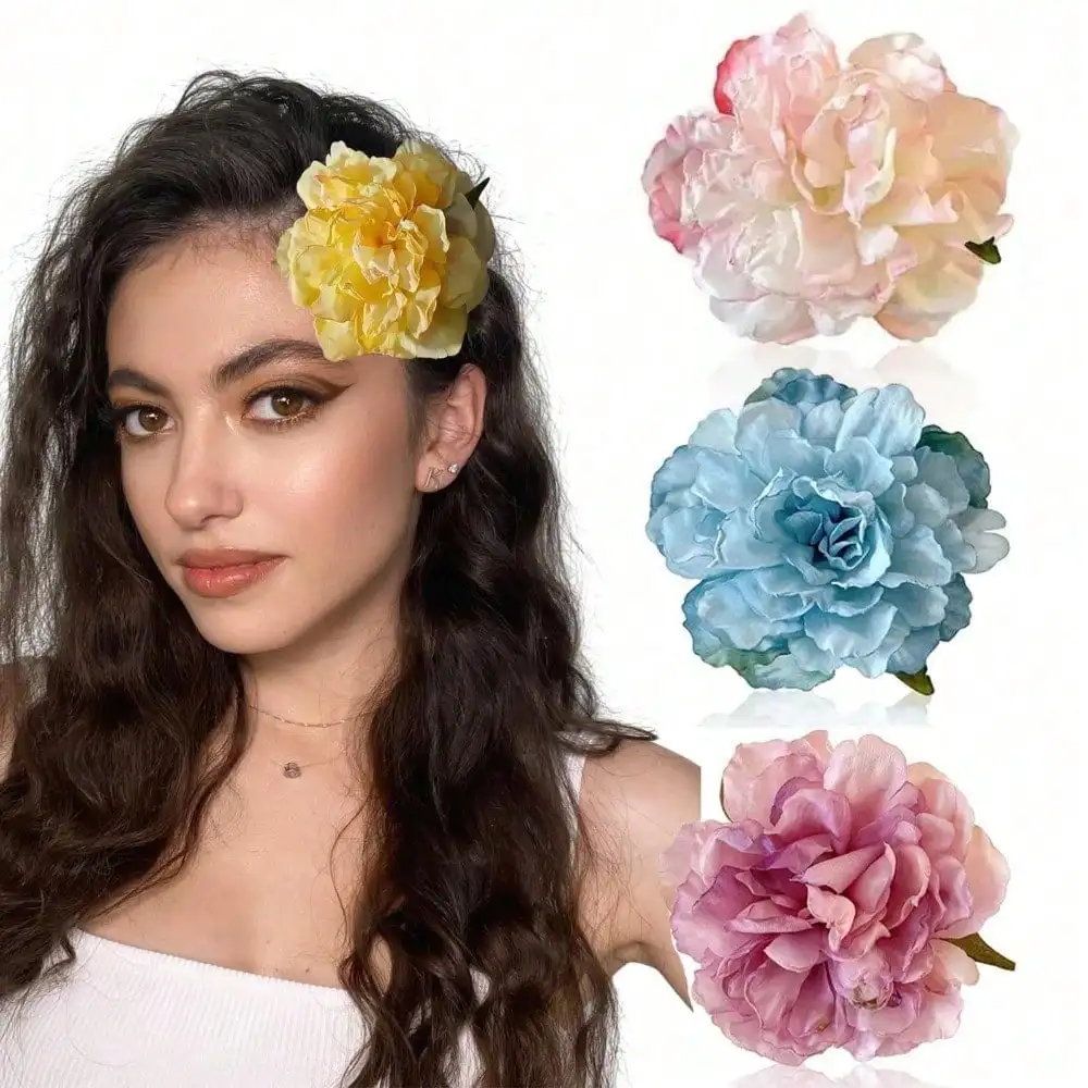 1Pc Flower Antique Peony Flower Hairpin Atmosphere Clip Retro Bangs Side Accessories Hairpin Photo Headgear Hair Accessories