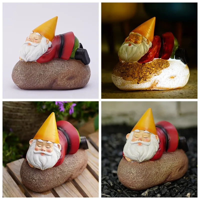 Imagem -03 - Jardim Solar Dwarf Cell Acessórios de Decoração ao ar Livre Resina Gnome Estátua Lâmpada Lawn Elf Escultura Iluminação Led Home Yard Árvore