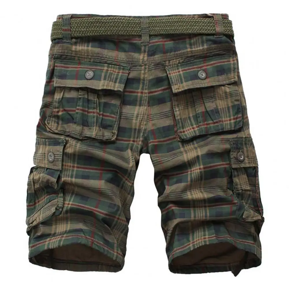 New Fashion Plaid Cargo Shorts Men's Beach Shorts High Quality Summer Casual Shorts