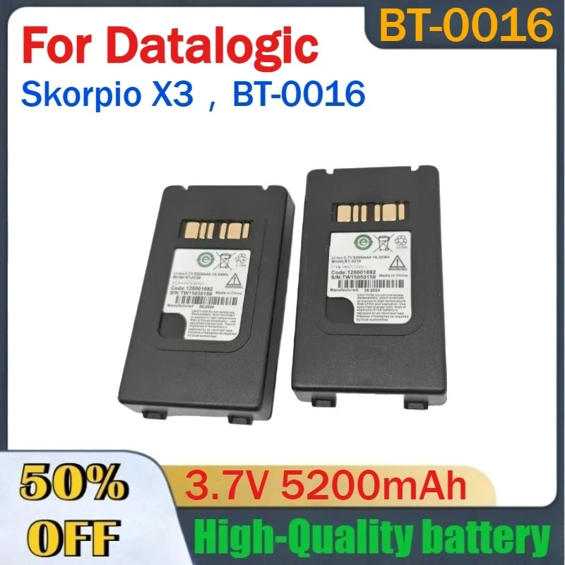 

3.7V 5200mAh Replacement Lithium Battery for Datalogic Skorpio X3, BT-0016 Rechargeable Battery Bateria
