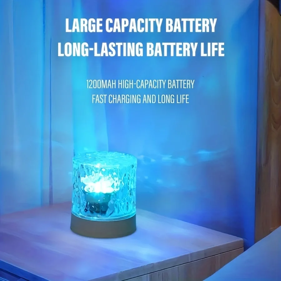 16 Colors RGB LED Flame Design Rotating Wave Pattern Night Lamp Colorful Projection Bedside Atmosphere Lamp for Bedroom