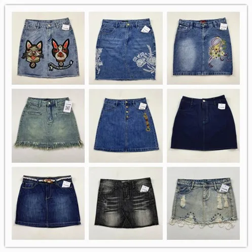 Vintage waed denim saia l cintura retro verão resistente ao desgaste algodão adolescentes ci viajando touring saia