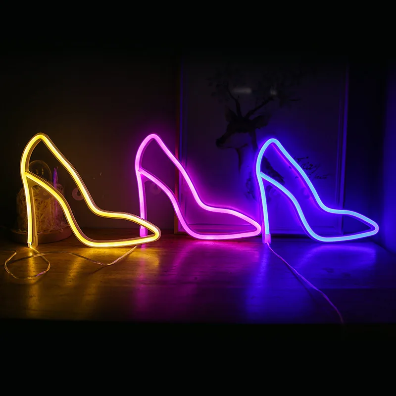 High Heels LED Neon Sign USB/Battery Powered LED Light for Bedroom Room Decoration Gift Night Light Decoration Party Holiday