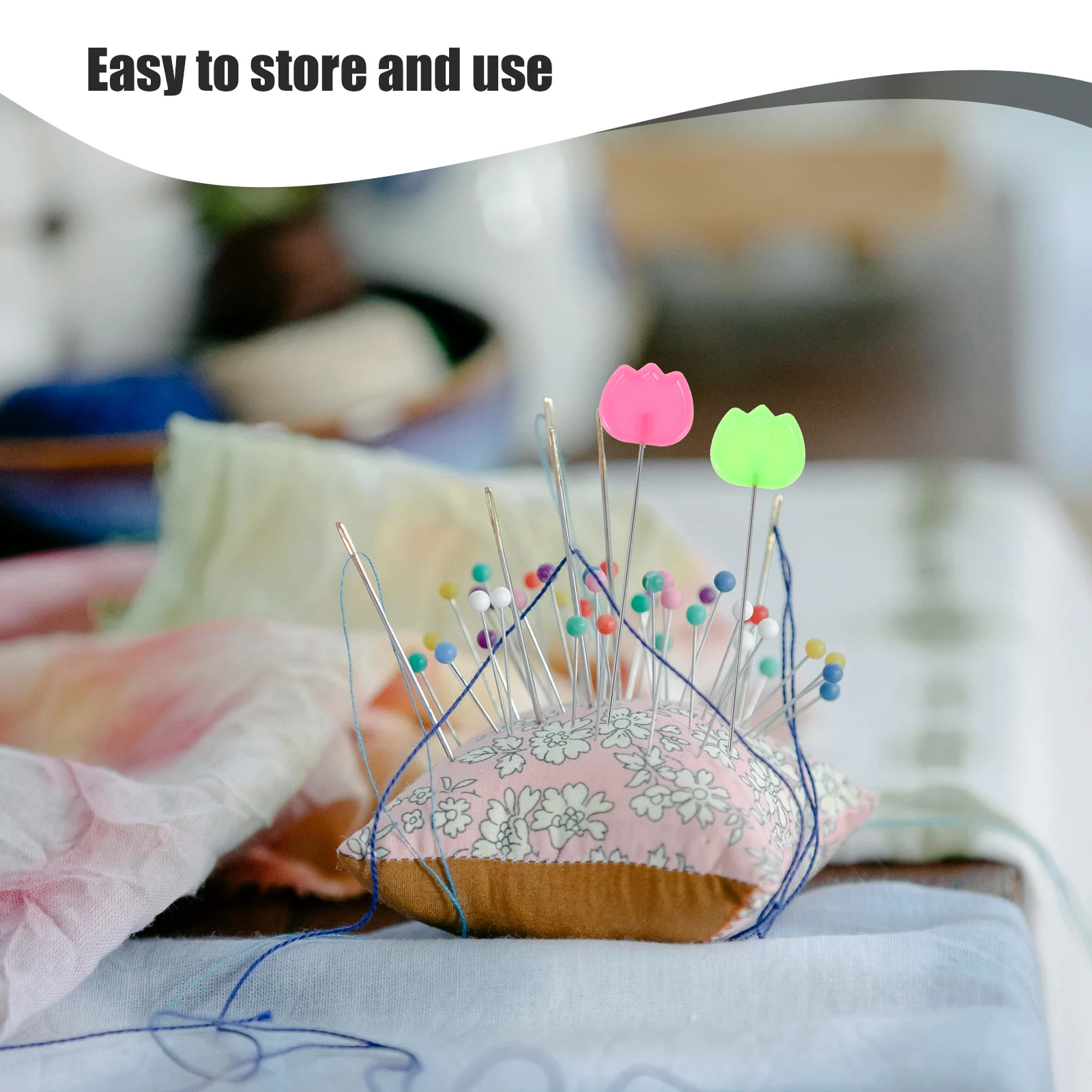 

50 Pcs Flat Head Straight Pins Sewing Needles Quilting Clips Crochet Accessories Multicolor Craft Projects Durability Long