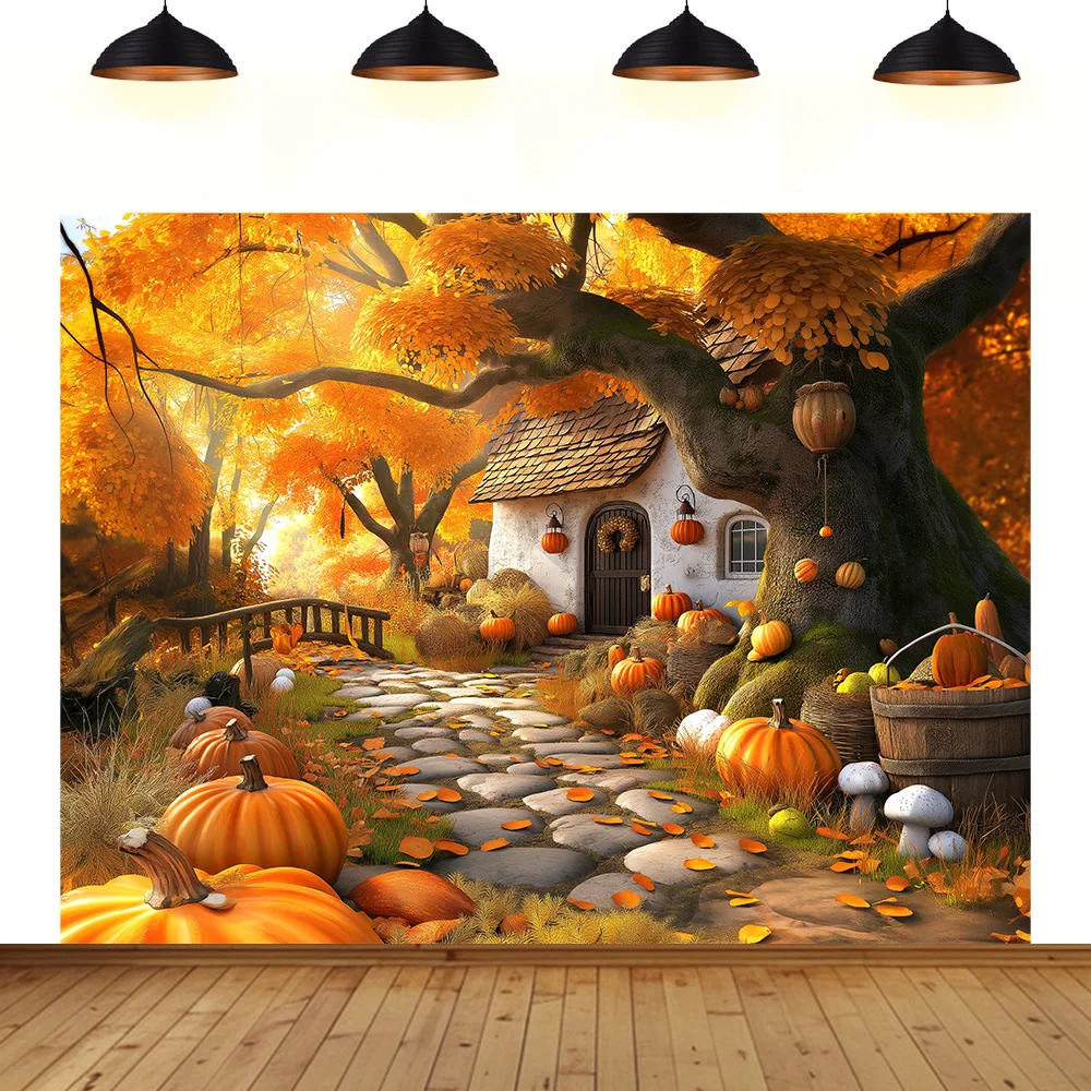 

autumn farm Theme background maple leaf fall nature pumpkin forest yellow farm photography decoration backdrop