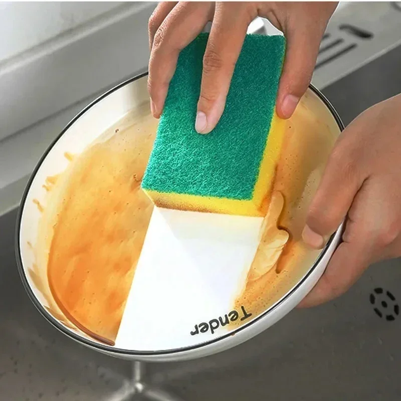 Double-sided Kitchen Dishwashing Sponge Highly Absorbent Cleaning Rub Dish Pot Rust Stain Sponges Wipes Household Cleaning Brush