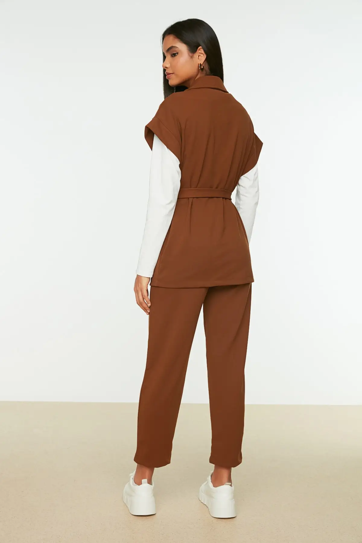 Celana Panjang Rompi Kancing Emas Camel Setelan Bawahan