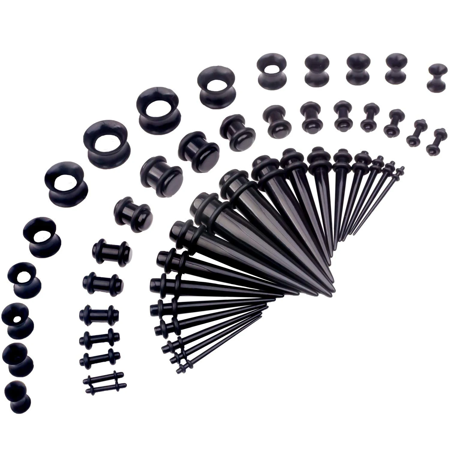 50pcs Acrylic Silicone Spike Ear Gauge Taper And Plug Stretching Kits Mixed Color Ear Flesh Tunnel Expansion Piercing Jewelry