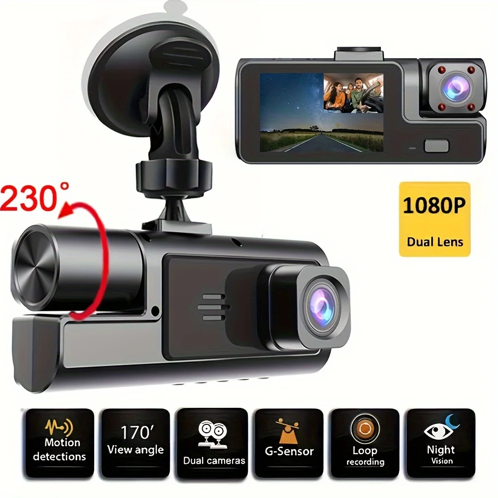 Dash Cam Front and Inside FHD 1080P Recording Car DVR Cam Small Dash Camera for Cars